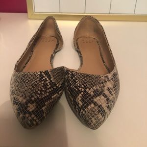 D’orsay snake print flats